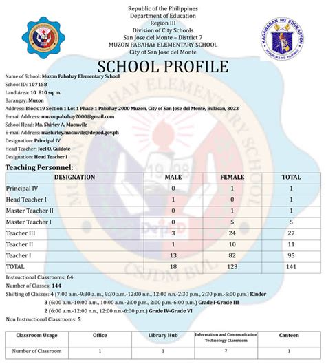 SCHOOL PROFILE TEMPLATE – DepEd Batangas.
